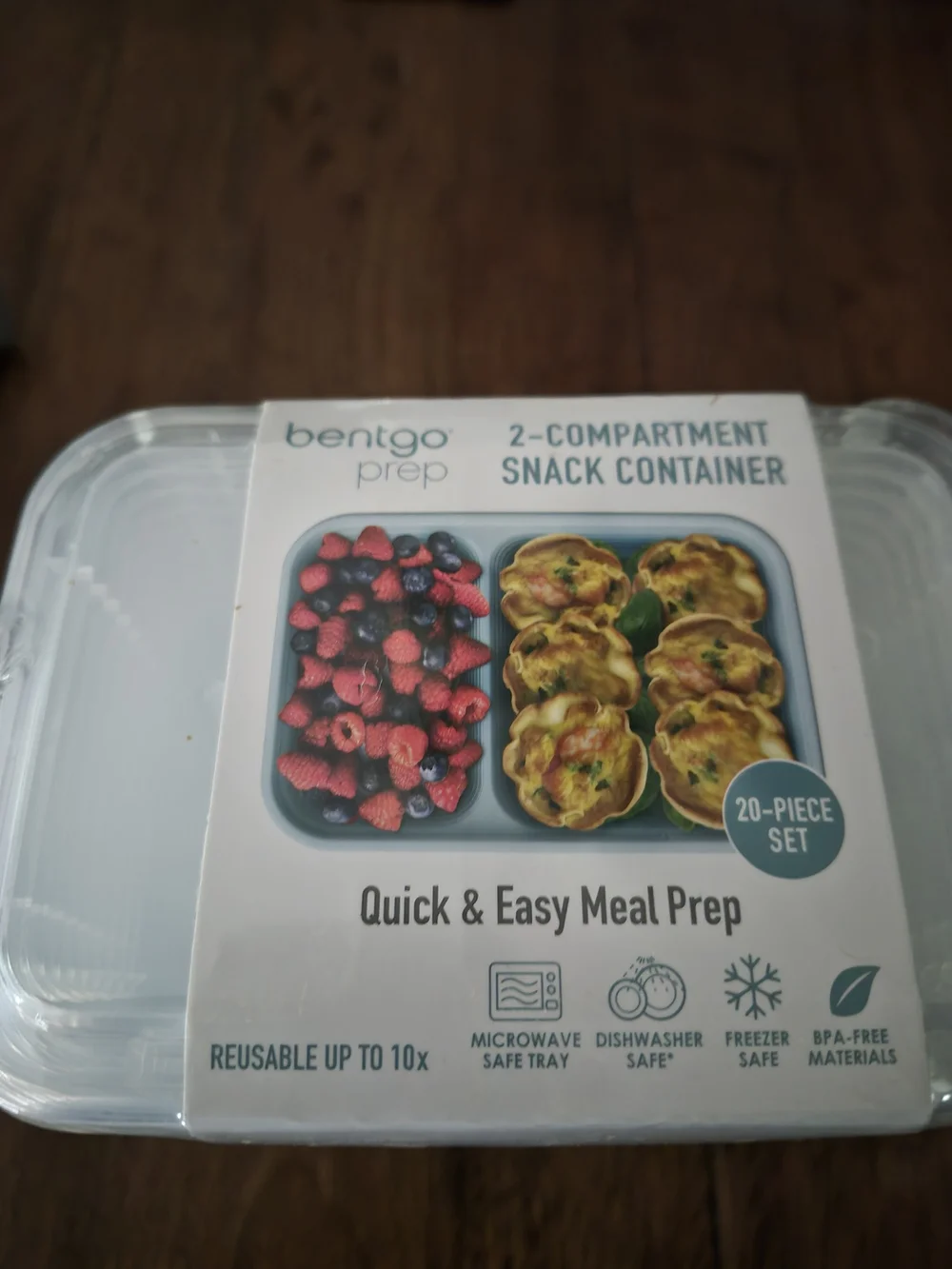 Bentgo Prep 2-Compartment Meal Prep Containers - Light Blue (20-Piece Set)